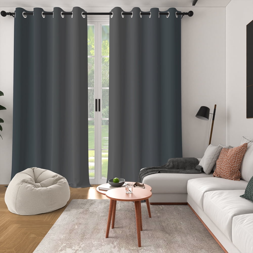 Lfeey Blackout Curtains, Thermal Insulated Privacy Drapes for Living Room Window, Black Gray, 52x63 inch, 2 Panels