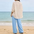 thumbnail image 3 of JUSLIO Linen Pants for Women with Pockets Fashion Casual Drawstring Loose Straight Pants, 3 of 9