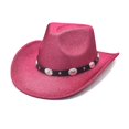 thumbnail image 3 of Weikingp Cowboy Hat Denim Hat Western Cowboy Hat For Women Man Wide Brim Cowboy Hat For Costume Dress Up Cosplay Cowboy Hat Western Cowboy Hat for Men Women Sun Hat Cowgirl Hat Pink M Clearance！, 3 of 3