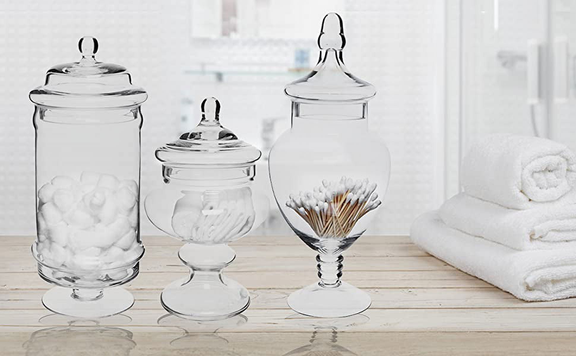 MyGift Set of 4 Glass Apothecary Jars Set, Clear Candy Jars with Lids