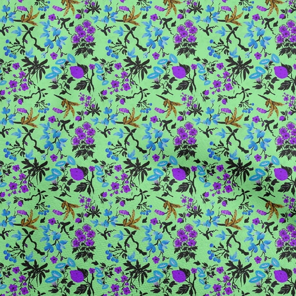 oneOone Cotton Flex Mint Green Fabric Asian Japanese Floral Craft Projects Decor Fabric Printed By The Yard 40 Inch Wide