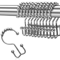 AFANSO Shower Curtain Hooks,Rollerball Shower Hook Set of 12,Silver