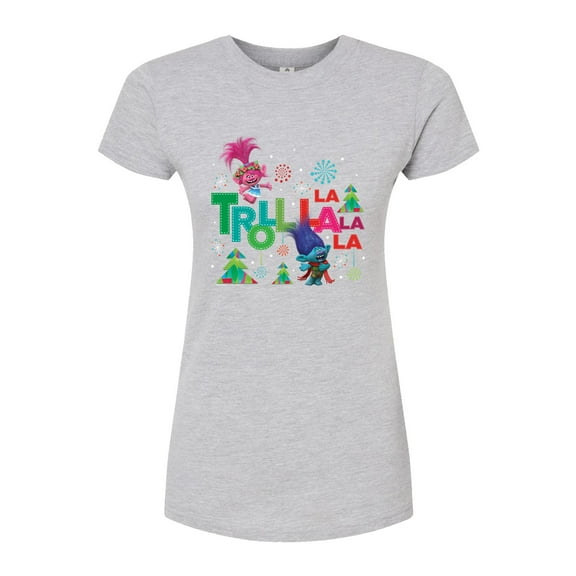 Trolls Movie - Christmas - Troll La La La La - Poppy & Branch - Juniors Fitted Graphic T-Shirt