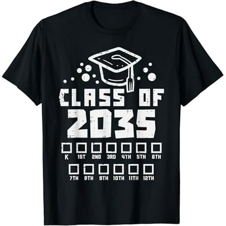 

Class Of 2035 Checklist Kindergarten Graduation Grow With Me T-Shirt