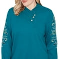 thumbnail image 4 of Alfred Dunner Womens Embroidered Sleeve Button Detail Top, 4 of 4