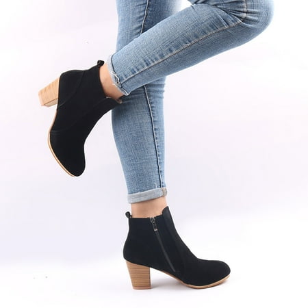 

HOMBOM Mom Chukka Boots Womens Shoes Dressy Casual Fall Autumn Outdoor Middle Mid Calf Boots Cowboy Boots For Women Fashion Boots For Clearence