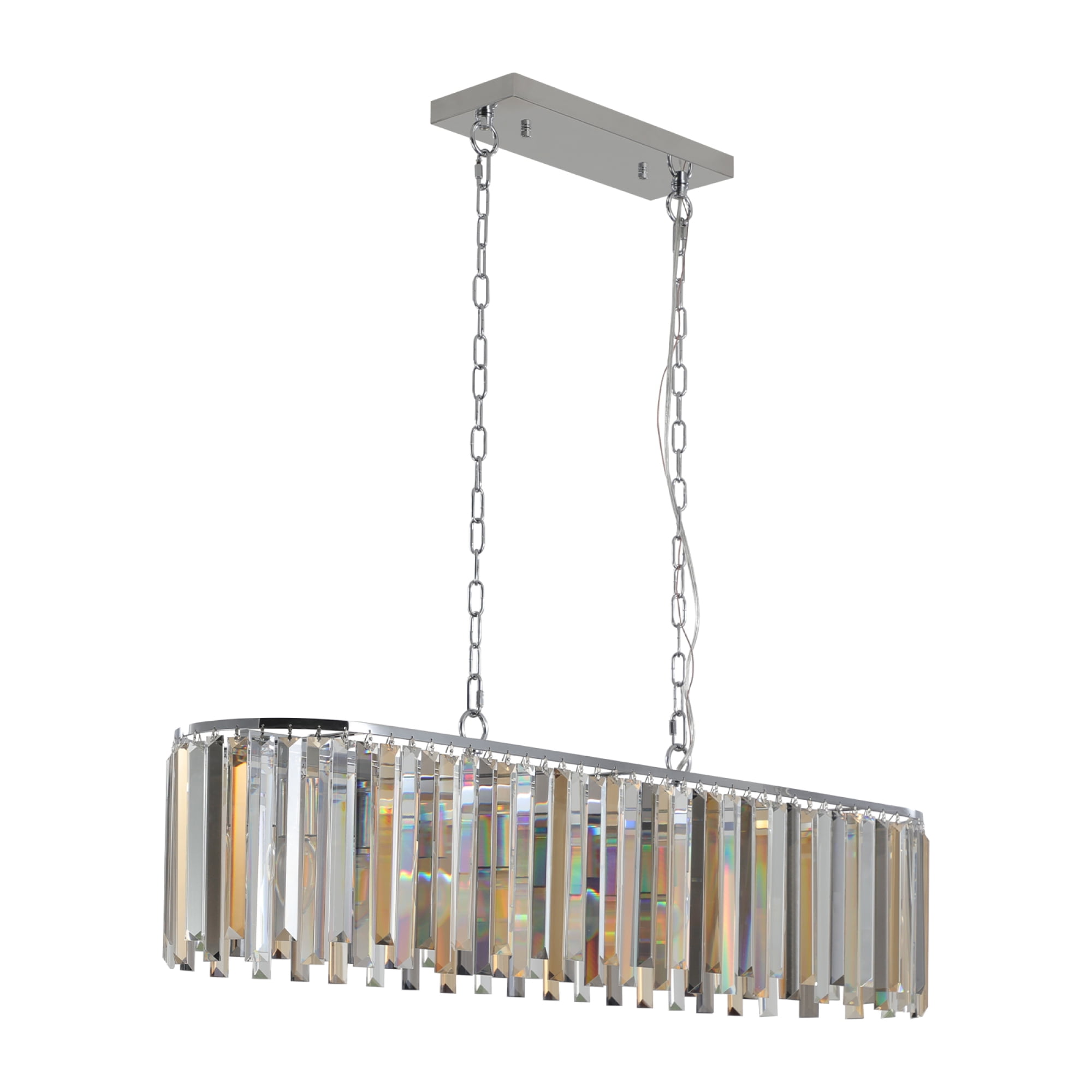 Jopath Modern Oval Crystal Ceiling Chandelier Luxury Hanging Pendant Light Fixture for Living Room, Bedroom, Kitchen (No Bulbs)