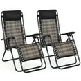 thumbnail image 3 of Costway 2PCS Patio Rattan Zero Gravity Lounge Chair Folding Recliner Headrest Mix Grey, 3 of 10