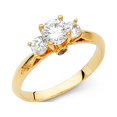 thumbnail image 2 of 14k White Italian Gold 3 Stone Round 1.0 ct CZ Engagement Ring, 2 of 2