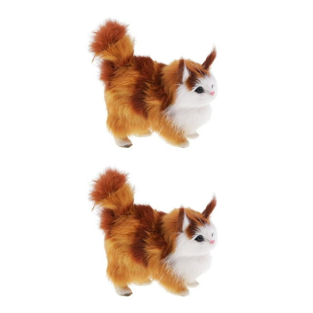 serony Soft Simulation Cats Plush Stuffed Animal Home Decor Kids Birthday Gift toy Model Brown 12x6x12cm 2Set