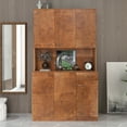 thumbnail image 2 of 70.87" Kitchen Pantry Cabinets With 6 Doors, 1 Open Shelves And 1 Drawer Wood Wardrobe Closet For Bedroom, Kitchen, Entrance Buffet Cabinet, Walnut, 2 of 8