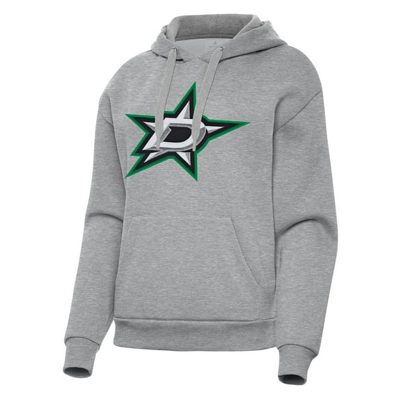 Women's Antigua Heather Gray Dallas Stars Victory Pullover Hoodie
