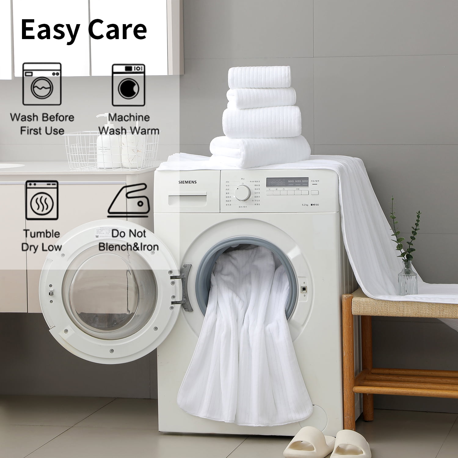 Covina Home 4 Pack White Bath Towel Set Microfiber Bathroom Towel Set Ultra Soft Plush Oversized Towels Adult Luxury Bath Sheet