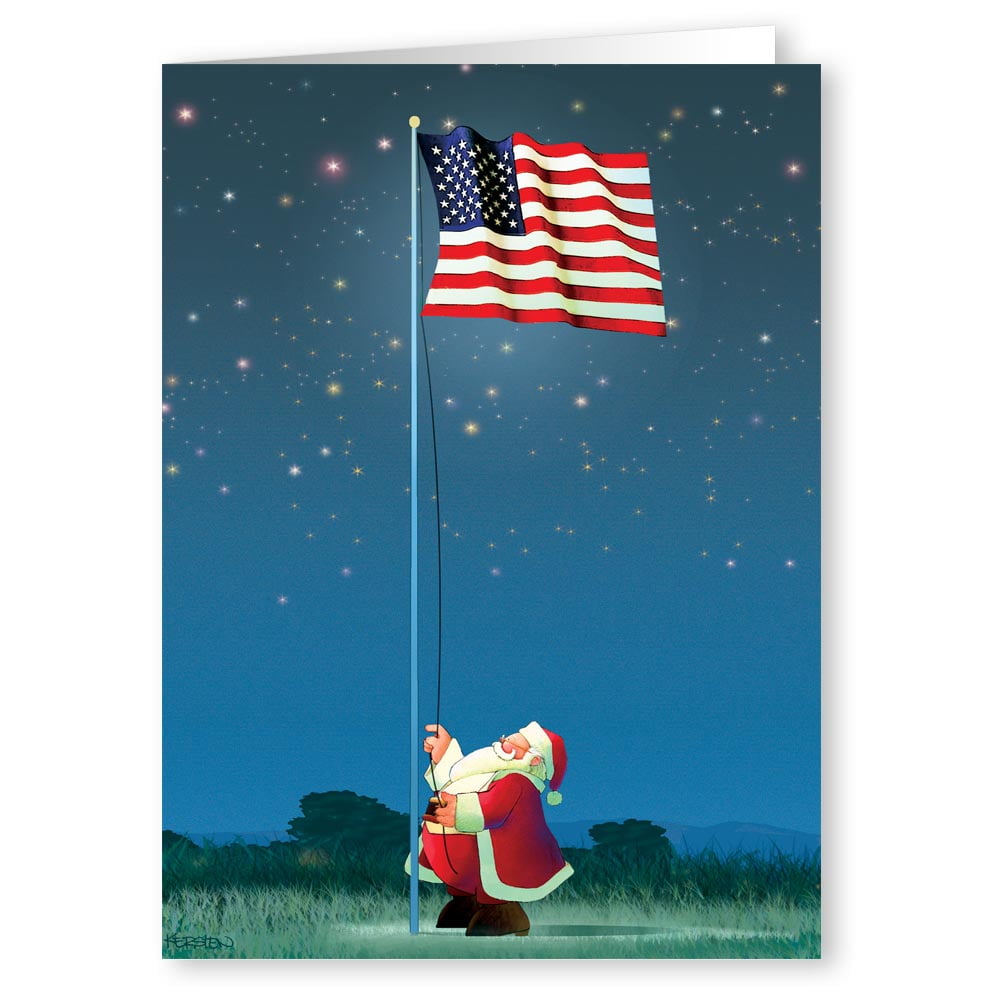 Red White and Blue Snow Covered Tree, Details about   Patriotic Christmas Cards with Envelopes 