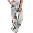 thumbnail image 2 of Tbopshirt Capri Pants for Women Women's Spring/Summer High Waist Pants Printed Fashion Flower Print Waist Wide Leg Pants Women's Plus Size, 2 of 6