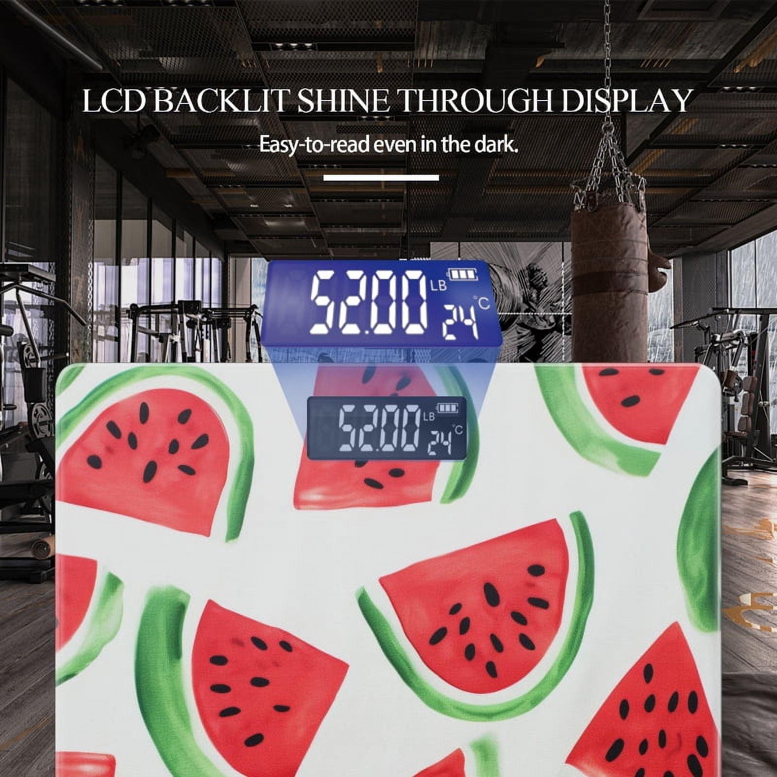 High Precision Body Weight Scale Smart Bathroom Scales with Large LCD Display(400lbs),Decorative for Bedroom-Watermelon On White Background Of Simple Watercolor Style