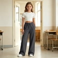 thumbnail image 4 of RUTAYY Girls Sweatpants Drawstring Elastic Waist Loose Fit Wide Leg Kid Trousers Everyday Casual Wear Grey, 4 of 7