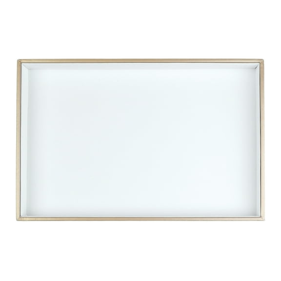 Unique Bargains PU Leather Jewelry Organizer Trays Boxes with Removable Divider for Drawer White Flat Tray