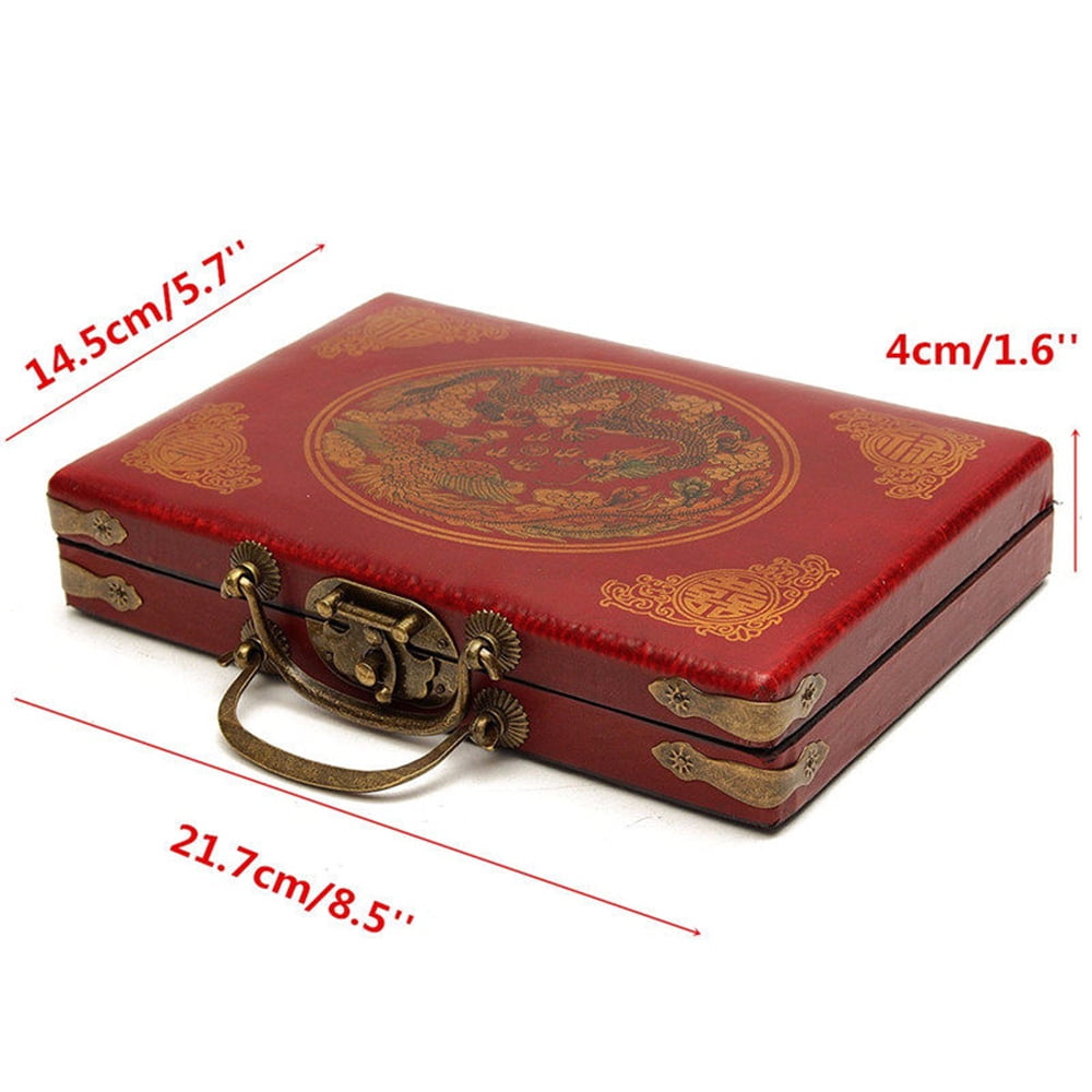 Details about   144 Tiles Chinese Mahjong Set Portable with Deluxe Retro Style Leather Box Mini