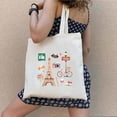 thumbnail image 4 of Bolso de compras con diseño de la Torre Eiffel de París, Francia, de gran capacidad, para mujer, de lona, ecológico, para estudiantes, tipo libro, 4 of 5