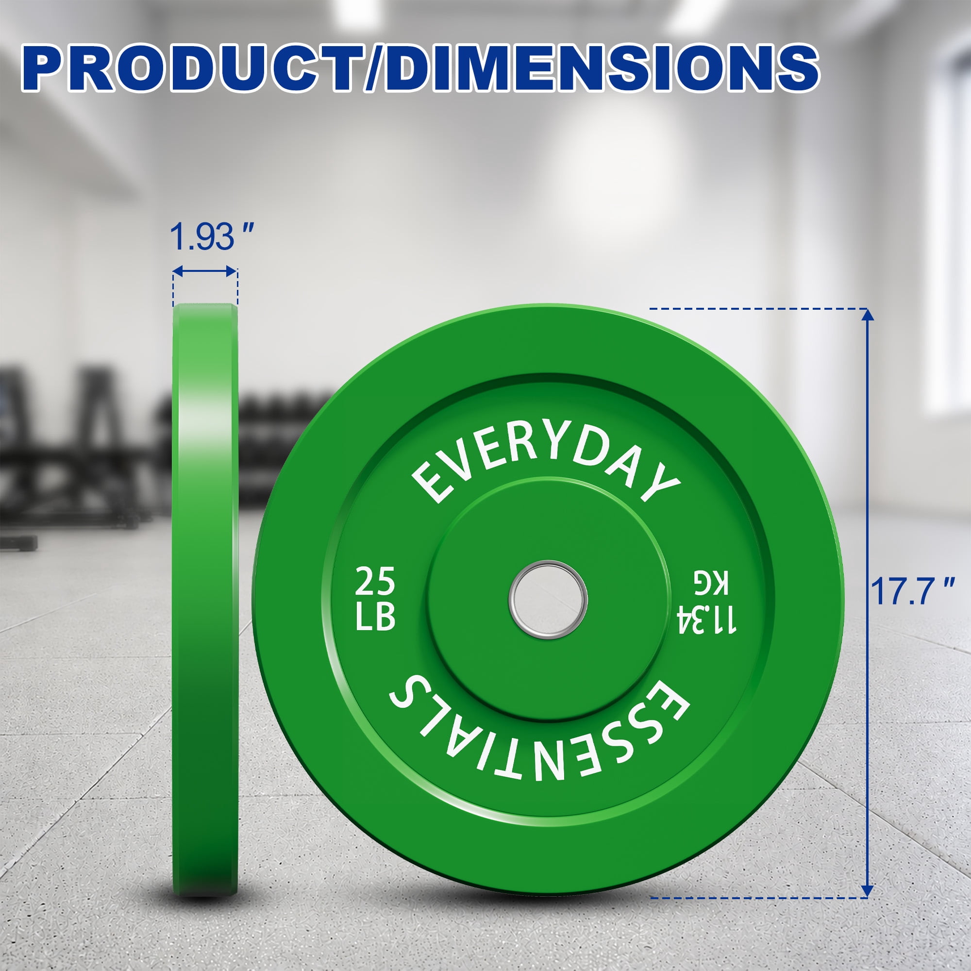 INTRTLOCKINGING TILES 25 LB Olympic Bumper Plate Pair, Rubber Weight Plates with 2-Inch Center Insert, Low-Rebound Design for Home Workouts and Weightlifting