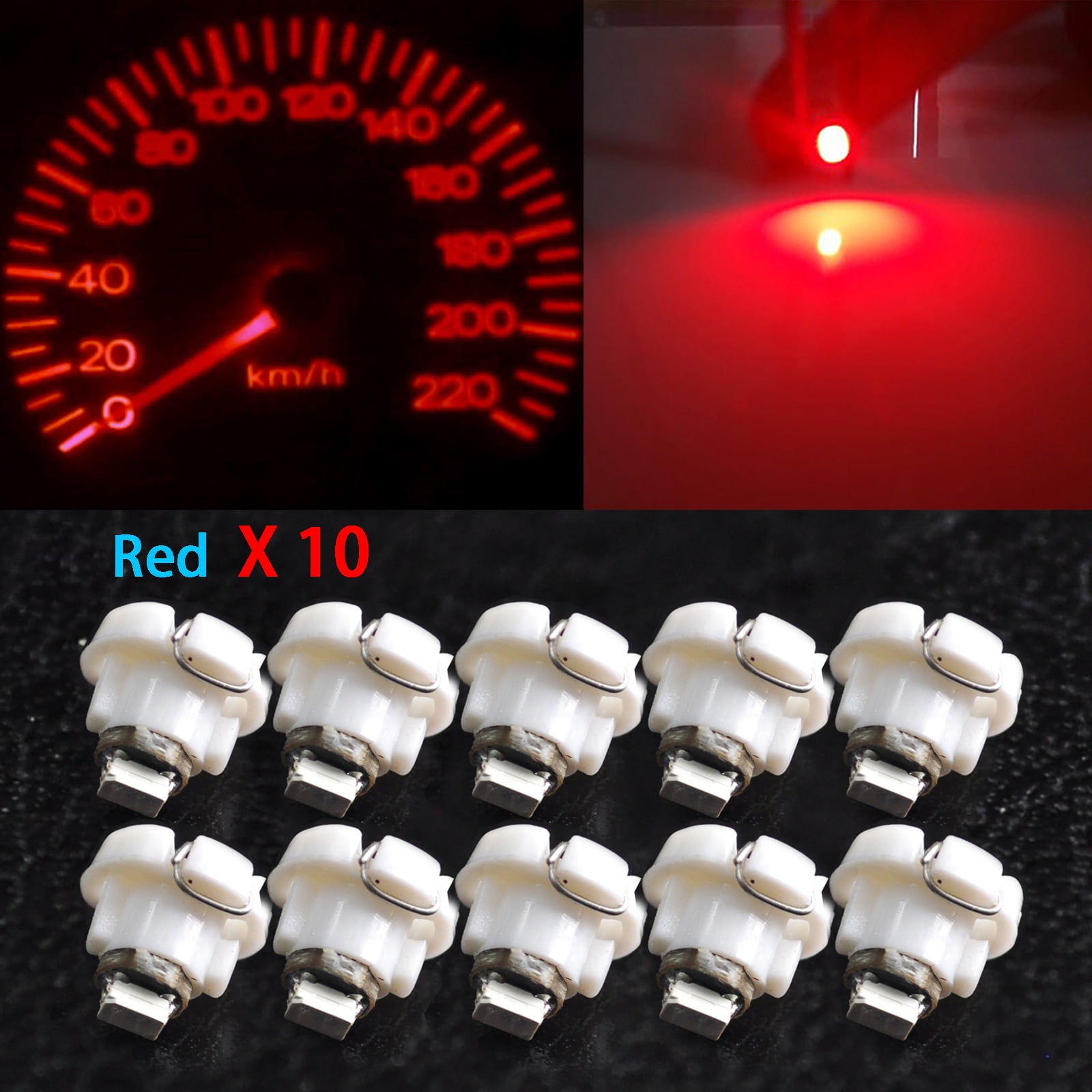 T4.2 10mm Neo Wedge LED Bulb Cluster Instrument Dash Climate Base Lamp 7  Colors
