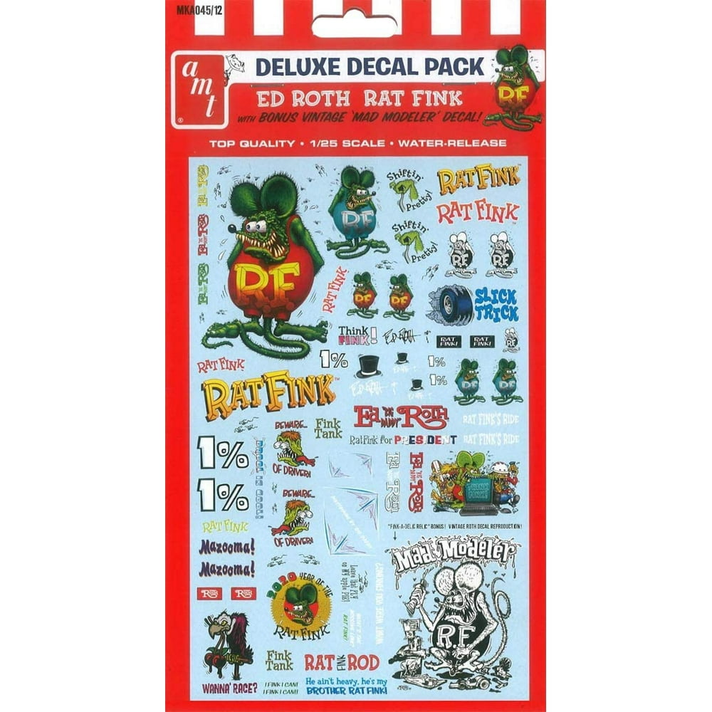 "Ed Roth Rat Fink" Decal Pack for 1/25 Scale Models by AMT Walmart
