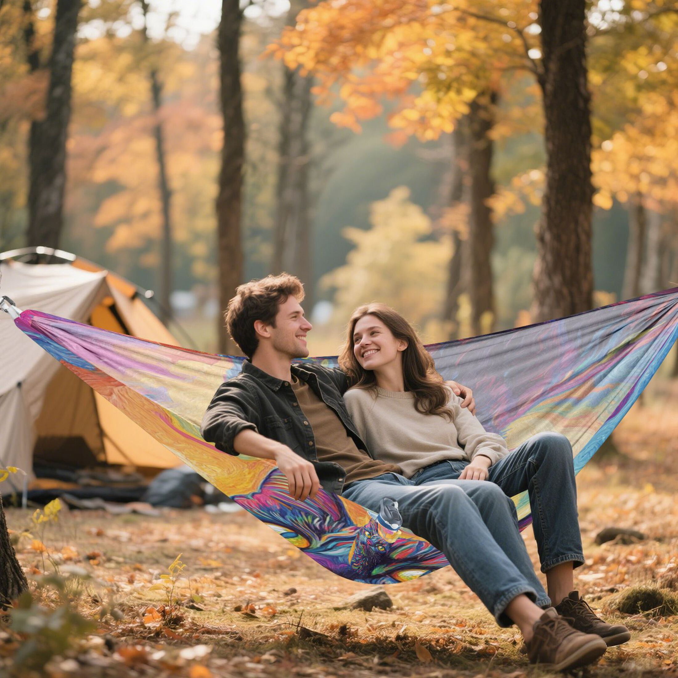 Hammock Camping Hammock Nylon Portable Hammock Travel Camping Hammock Colorful Cute Cat