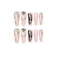 thumbnail image 2 of Lefan Long Coffin False Nail, Press on Nail, Pink, Butterfly, Rinestone, Glitter, 24 Pieces, 2 of 5