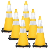 28" Yellow Reflective Traffic Cones (6-Pack)