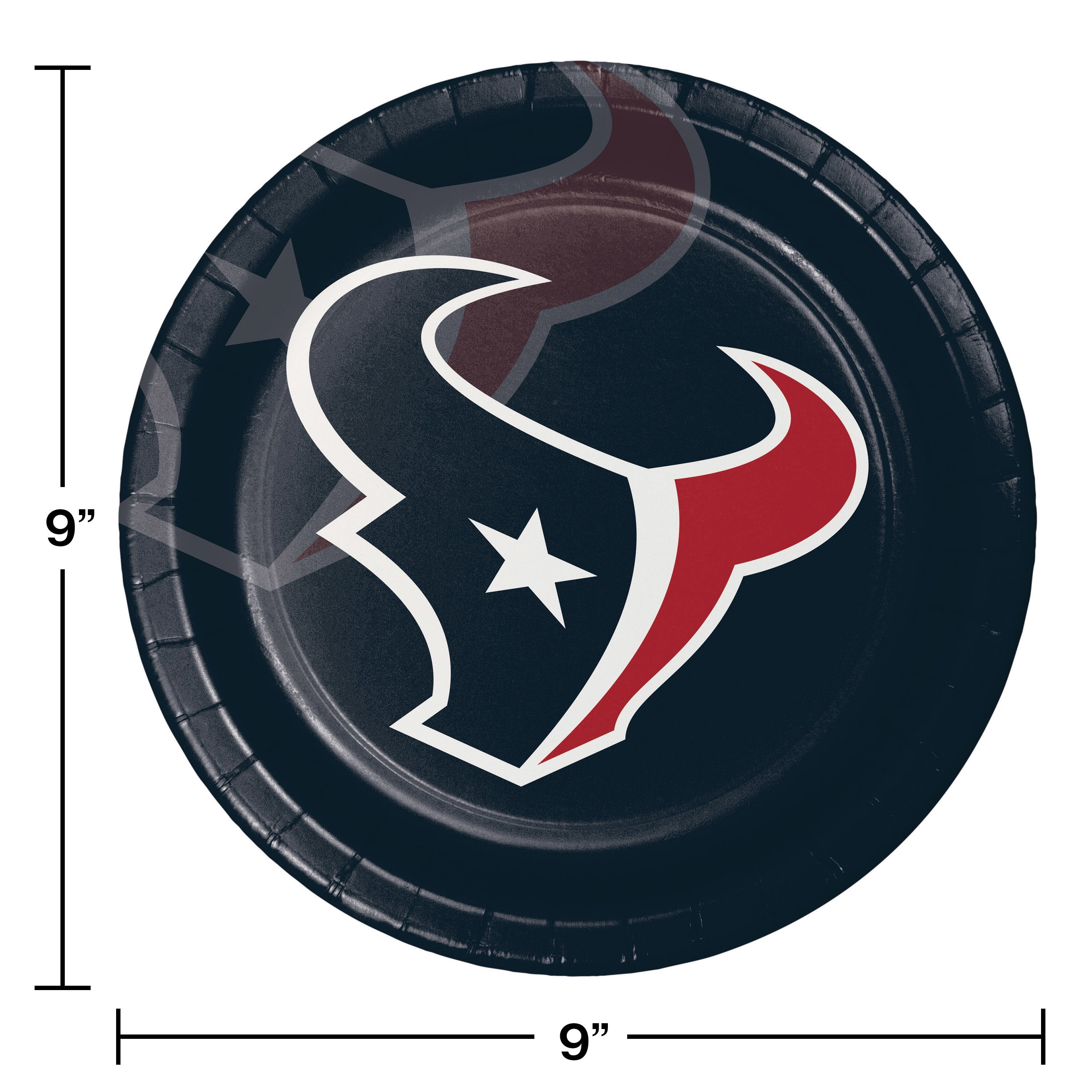 Houston Texans Round Paper Plates 24 Count for 24 Guests