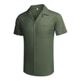 thumbnail image 3 of COOFANDY Mens Hawaiian Shirt Short Sleeve Buttoon Down Shirts Casual Tropical Floral Summer Linen Shirts Army Green XXXL, 3 of 5