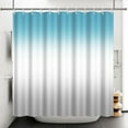 thumbnail image 4 of 84x72 Inch Ombre Blue to Grey Texture Waffle Shower Curtain Three Gradient Color Stripe Bathtub Curtain Modern Fashion Farmhouse Bath Curtain for Women Bathroom Decor Fabric with Hooks, 4 of 6