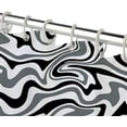 thumbnail image 6 of Boho Black and White Shower Curtain Cute Hippie Spiral Stripe 70s Retro Boho Minimal Aesthetic Groovy Modern Art Bathroom Accessories Waterproof Fabric Curtain with 12PCS Hooks, 72X72in, 6 of 6