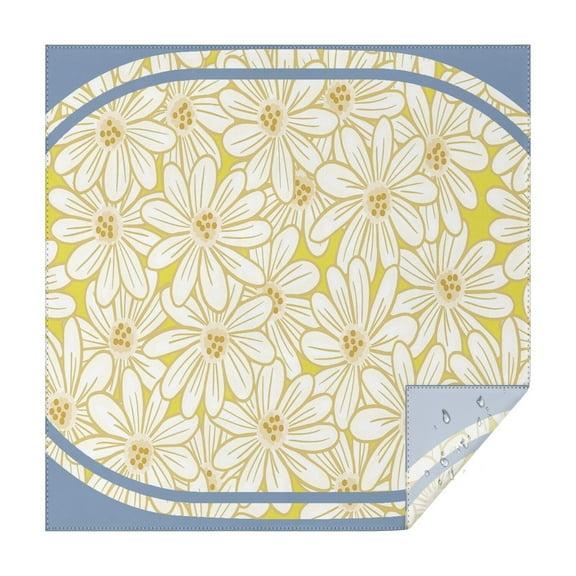 Square Waterproof Tablecloth Blue Daisy Reusable Indoor/Outdoor Durable Table Cover 70 Inch X70 Inch