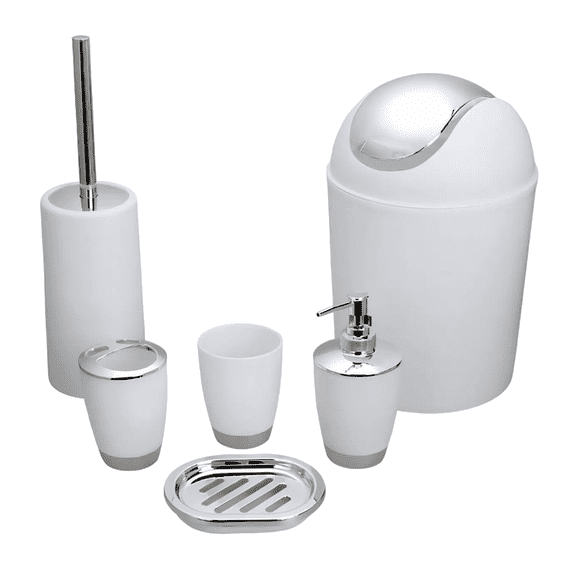 Accesorios Baño Set De Regalo De Plástico Mate De 6 Piezas Blanco