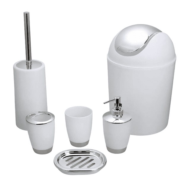 Accesorios Baño Set De Regalo De Plástico Mate De 6 Piezas Blanco