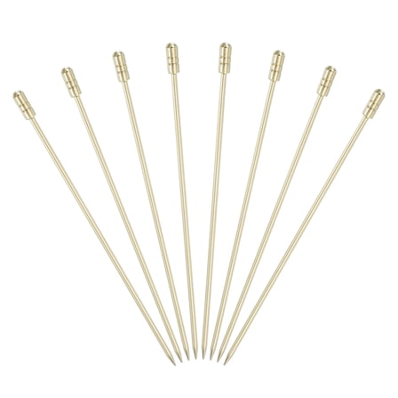 Uxcell 8 Pcs Stainless Steel Cocktail Picks, 4.33" Martini Picks Fruit Sticks Metal Skewers Reusable for Drinks Olives Appetizers Fruit Decorative, Gold (Cylinder)