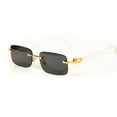 thumbnail image 2 of Luxury Gold Frame Rimless Black Tint Men's Frameless Designer Retro 90's Rectangular Lens Sun Glasses Hip Hop White Arm Shades Square Buffs Sunglasses For Men Women, 2 of 6