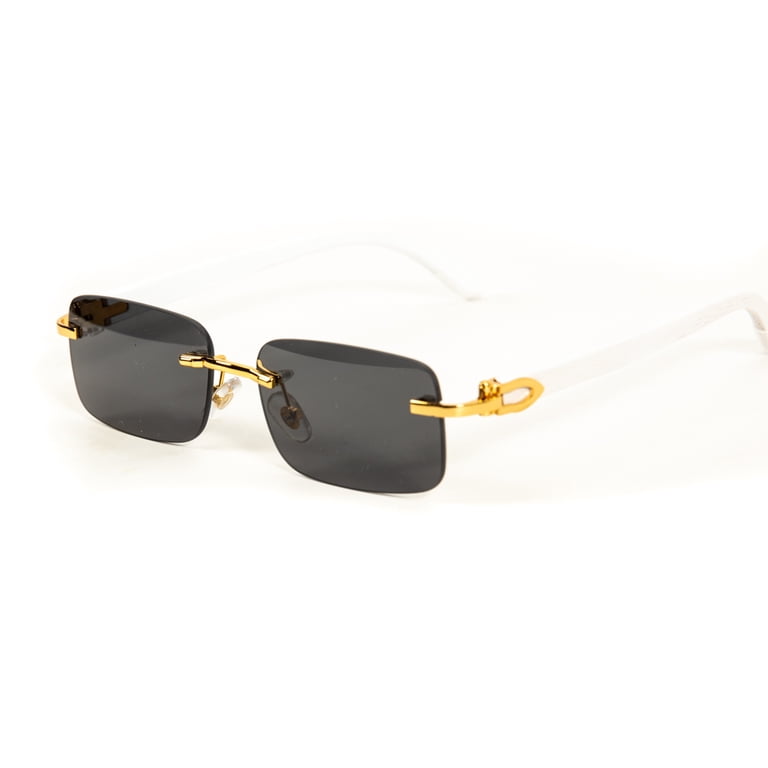 Luxury Gold Frame Rimless Black Tint Men display picture 2