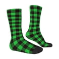 thumbnail image 4 of Yiaed Buffalo Plaid Green Black Print Great elasticity Crew Socks Sports socks for Men and Women, 4 of 5