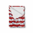 thumbnail image 2 of USA Soft Flannel Fleece Throw Blanket, Horizontal Wavy Bands Background with Stars Homeland the Old Country Image, Cozy Plush for Indoor and Outdoor Use, 50" x 70", Red Navy Blue White, by Ambesonne, 2 of 6
