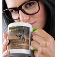 thumbnail image 2 of 3drose, Madagascar, Berenty Reserve.ring-tailed Lemurs March Down the Road., 15oz Two-tone Green Mug, 2 of 6