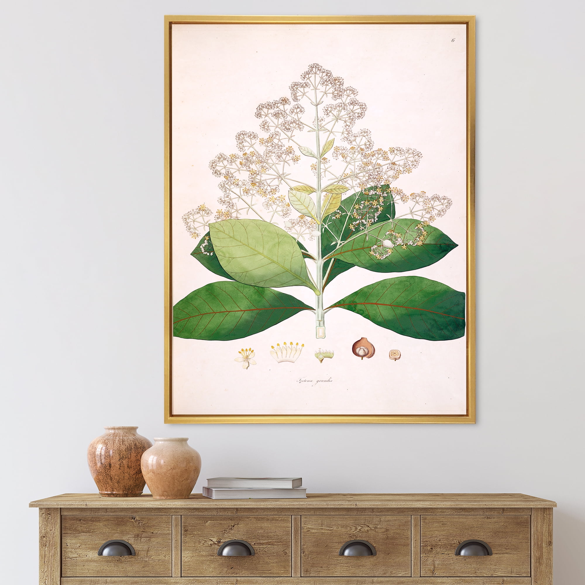 Designart 'Ancient London Plants III' Farmhouse Framed Canvas Wall Art Print