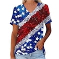 thumbnail image 1 of Suéteres de Algodón para Mujeres Cuello en V Manga Corta Impresión Independiente Día, Casual Verano Fondo Camiseta para el Hogar Y Diario, 1 of 3