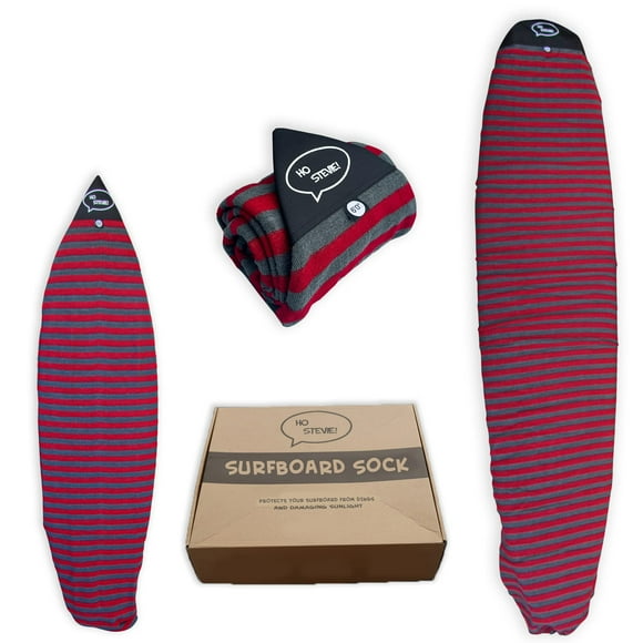 Ho Stevie! Surfboard Sock Cover - Light Protective Bag for your Surf Board (Red and Gray, 9'6")
