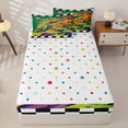 thumbnail image 4 of Homewish Vintage Green Racing Car Zipper Twin Comforter Sets with Fitted Sheet and 2 Pillowcases for Boys,Cartoon Orange Flames Zipper Bedding Set,4-Piece, 4 of 6