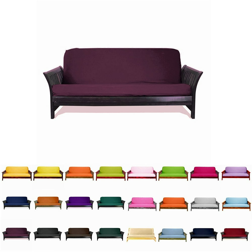 Solid Futon Cover Slipcover Fit 6" 8" Futon Mattresses Burgundy, Twin