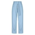 thumbnail image 4 of LLYwey Quick Dry Hiking Pants Women Fashion Women's High Waist Waist Zipper Straight Leg Solid Color Casual Pants Boho Pants Female 2024 Long Pant Style H2612 Sky Blue M, 4 of 6