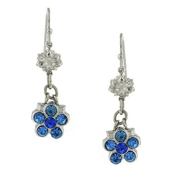 1928 Jewelry Women's Blue Flower Crystal Dangle Earrings